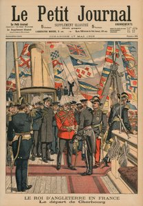Edward VII, król Anglii, opuszcza Cherbourg, ilustracja na okładce z „Le Petit Journal”, dodatek ilustr., 17 maja 1903
